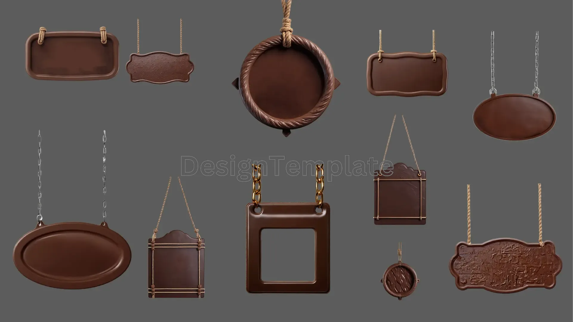 Chocolate Name Board 3D Design Elements Pack